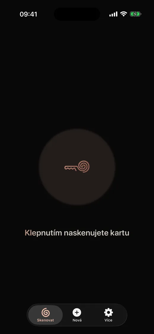 Klepnutím naskenujete kartu