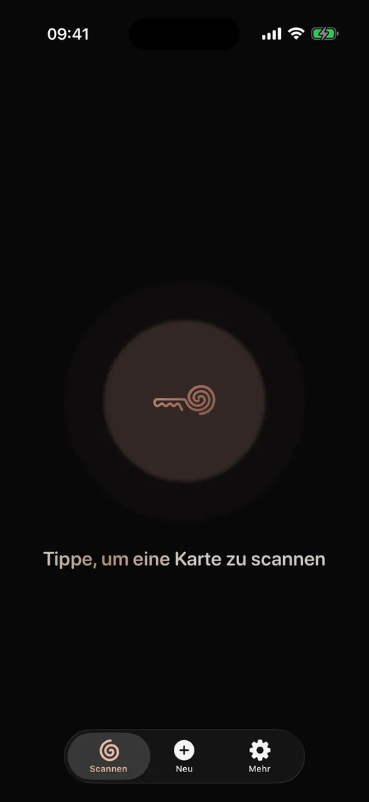 Tippe, um eine Karte zu scannen