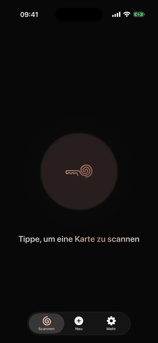 Tippe, um eine Karte zu scannen