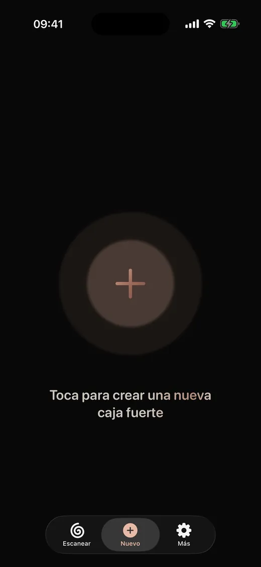 Toca para crear una nueva caja fuerte