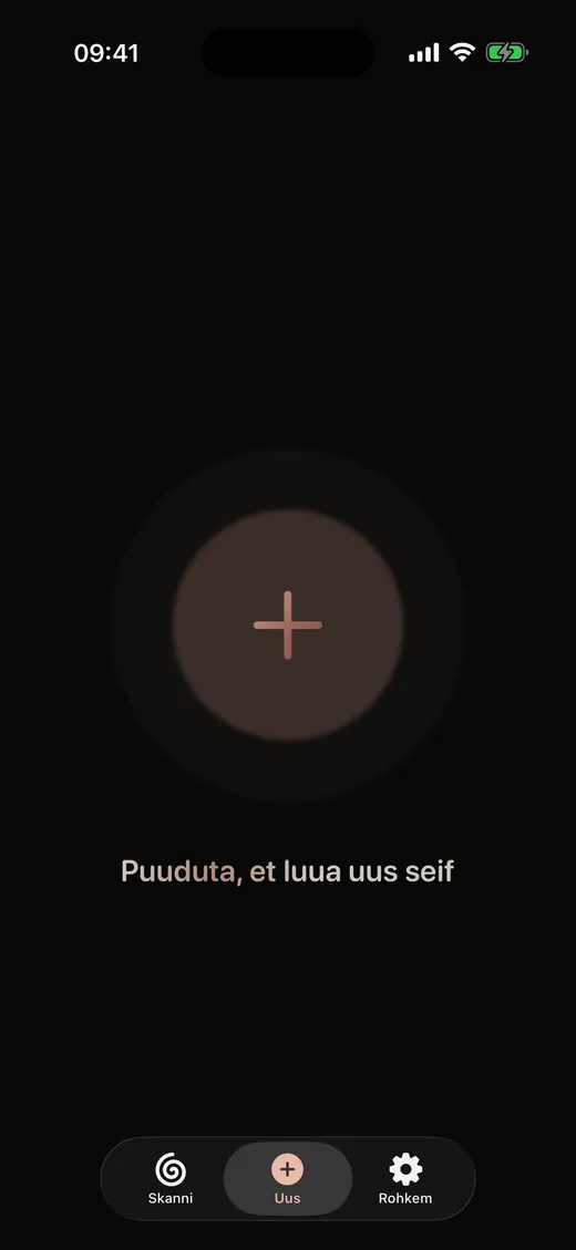 Puuduta, et luua uus seif