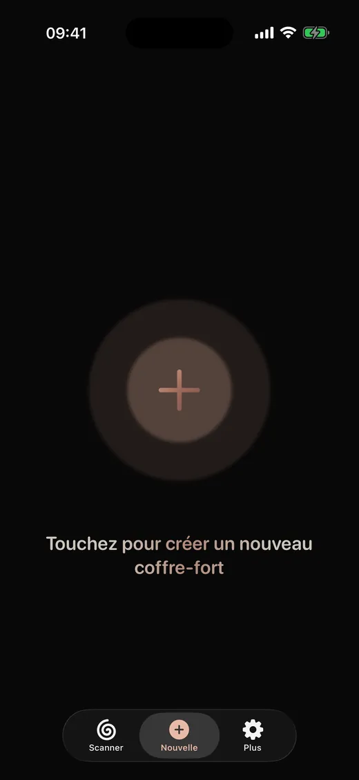 Touchez pour créer un nouveau coffre-fort