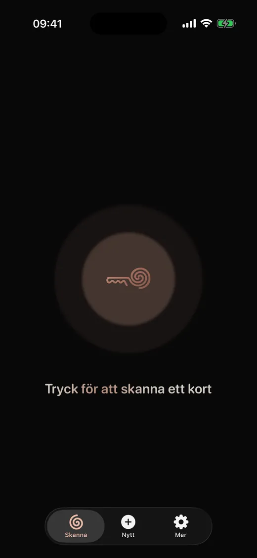 Tryck för att skanna ett kort