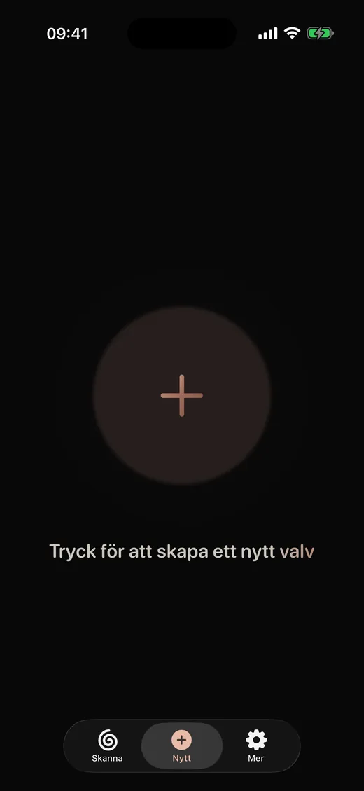 Tryck för att skapa ett nytt valv
